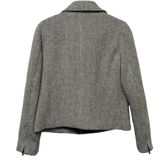 Talbots Tweed Jacket Gray Wool Blend Zip-Up Cuff Blazer Career Sport Coat 6P - Picture 3 of 16